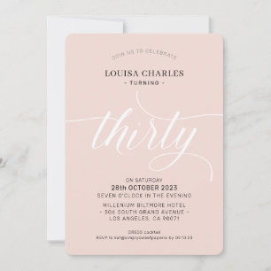 THIRTY elegant birthday chic script blush pink Invitation