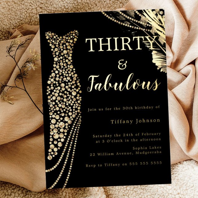 Thirty & Fabulous Elegant Gold Dress 30th Birthday (Creator Uploaded)
