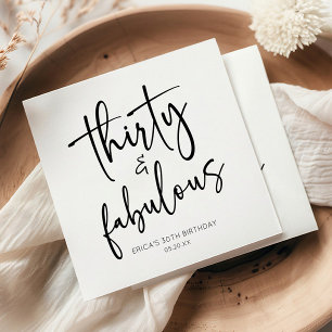 Thirty & Fabulous Minimalist 30th Birthday Party Napkin