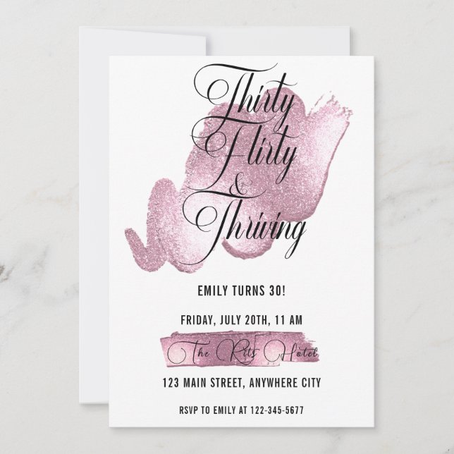 Thirty Flirty And Thirty Birthday Party Invitation (Front)