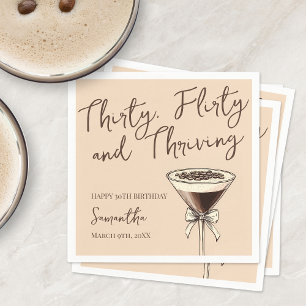 Thirty Flirty and Thriving Cocktail 30th Birthday Napkin