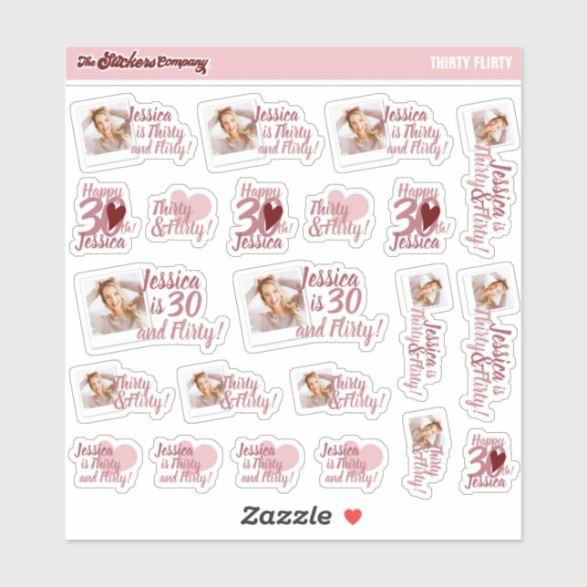 Thirty & Flirty Birthday Girl Labels | Thirtieth (Sheet)