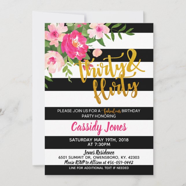 Thirty & Flirty Birthday Invitation (Front)