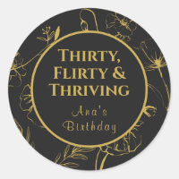 Thirty Flirty Thriving Gold and Black Floral