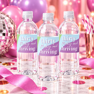 Thirty Flirty & Thriving Party 30th Birthday Water Bottle Label
