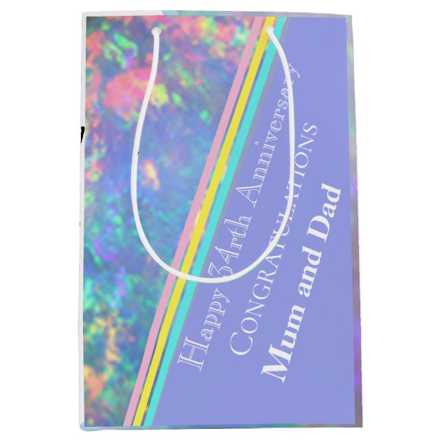 Thirty fourth Wedding Anniversary, Opal,    Medium Gift Bag (Front)