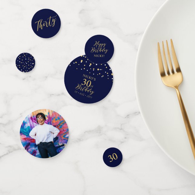 Thirty | Gold & Navy Confetti 30th Birthday Party (Group)