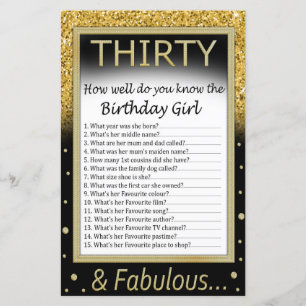 Thirty How well do you know the birthday girl