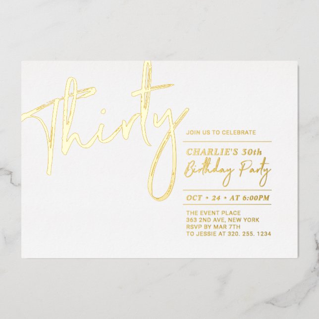 Thirty | Modern Gold 30th Birthday Party (Front)