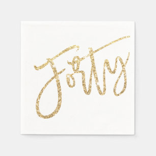 THIRTY modern script glam gold glitter 40th party Napkin