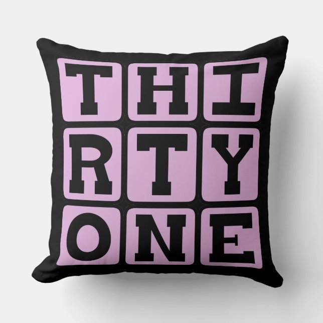 Thirty One, Number 31 Throw Pillow (Front)