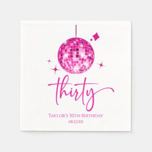 Thirty Pink Disco Ball 30th Birthday Party Napkin