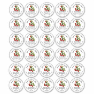 Thirty Raspberry Jelly 2" Mason Jar Lid Stickers