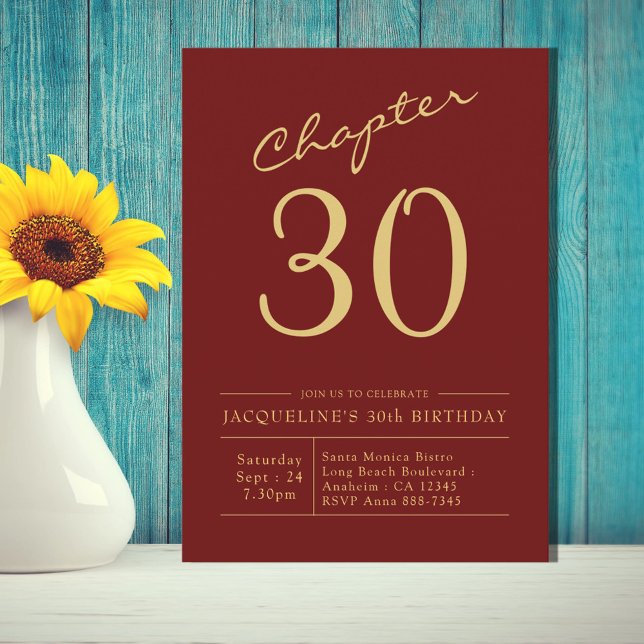 Thirty Red Gold 30th Birthday Party Invitation (Creator Uploaded)