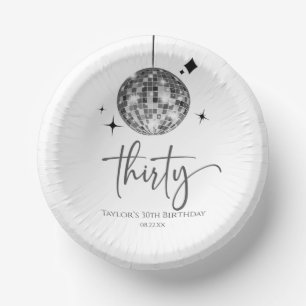 Thirty Silver Disco Ball 30th Birthday Party Paper Plate