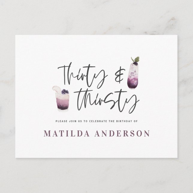 Thirty & thirsty thirtieth birthday invitation (Front)