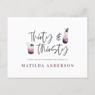 Thirty & thirsty thirtieth birthday invitation postcard