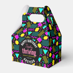 Thirty & Thriving Black and Retro 30th Birthday Favor Box