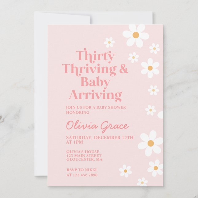 Thirty Thriving Daisy Baby Shower Invitation (Front)