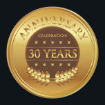 Thirty Years Anniversary Celebration Gold Medal Magnet<br><div class="desc">Thirty years anniversary celebration gold award with a laurel wreath.</div>