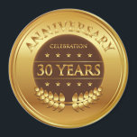 Thirty Years Anniversary Celebration Gold Medal Magnet<br><div class="desc">Thirty years anniversary celebration gold award with a laurel wreath.</div>