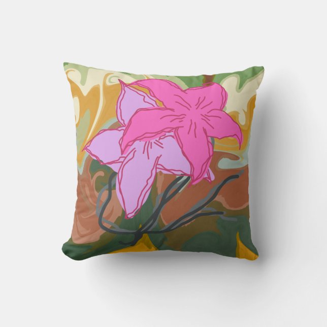 This abstract flower art design blends soft floral throw pillow (Front)