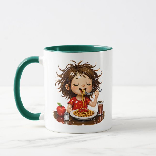 This adorable illustration shows a little girl hap mug (Left)