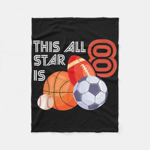 This All Star Is 8 Year Old Birthday Bysketbyll So Fleece Blanket