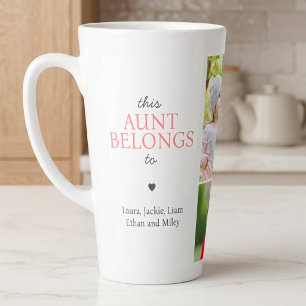"This Aunt Belongs To" Personalized Photo Collage Latte Mug