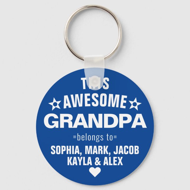 This Awesome Grandpa Belongs To Father's Day Blue Keychain (Front)