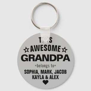 This Awesome Grandpa Belongs To Father's Day Grey Keychain