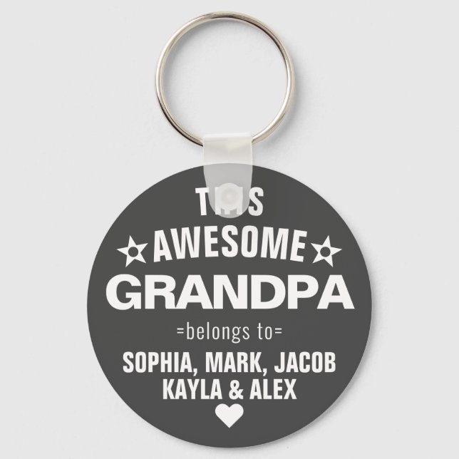 This Awesome Grandpa Belongs To Father's Day Grey Keychain (Front)