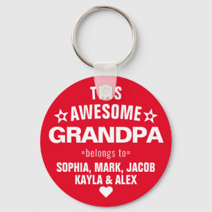 This Awesome Grandpa Belongs To Father's Day Red Keychain