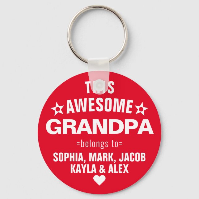 This Awesome Grandpa Belongs To Father's Day Red Keychain (Front)