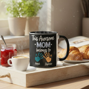 This Awesome Mom Belongs To Handprint Kids Mug