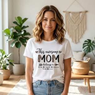 This Awesome Mom Leopard Family Names Style T-Shirt