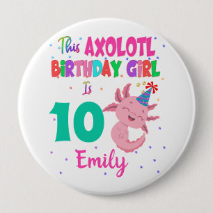 This Axolotl Girl is Amphibian Salamander  4 Inch Round Button