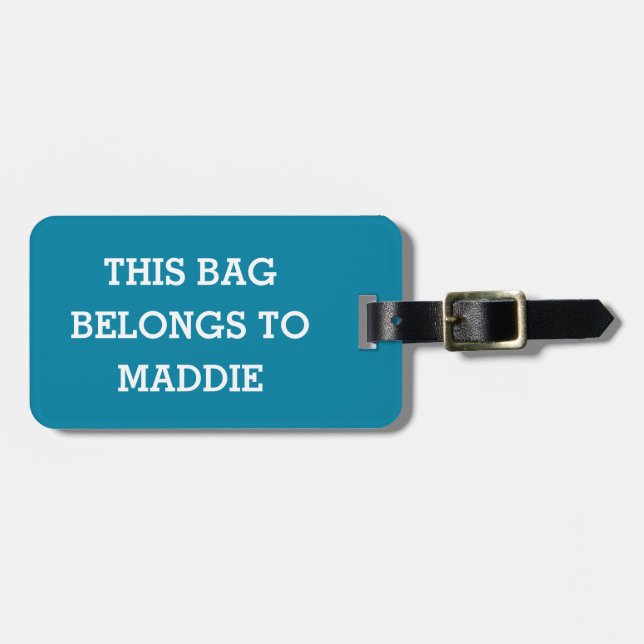 This Bag Belongs to Name Personalized Luggage Tag (Front Horizontal)