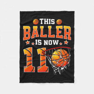 This Baller Is 11 Basball Kids Boys 11th Birthday Fleece Blanket