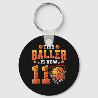 This Baller Is 11 Basball Kids Boys 11th Birthday Keychain