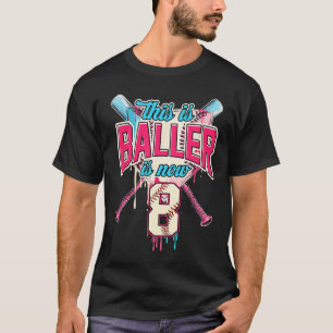 This Baller Is Now 8 Ice Cream Drip Baseball 8th B T-Shirt