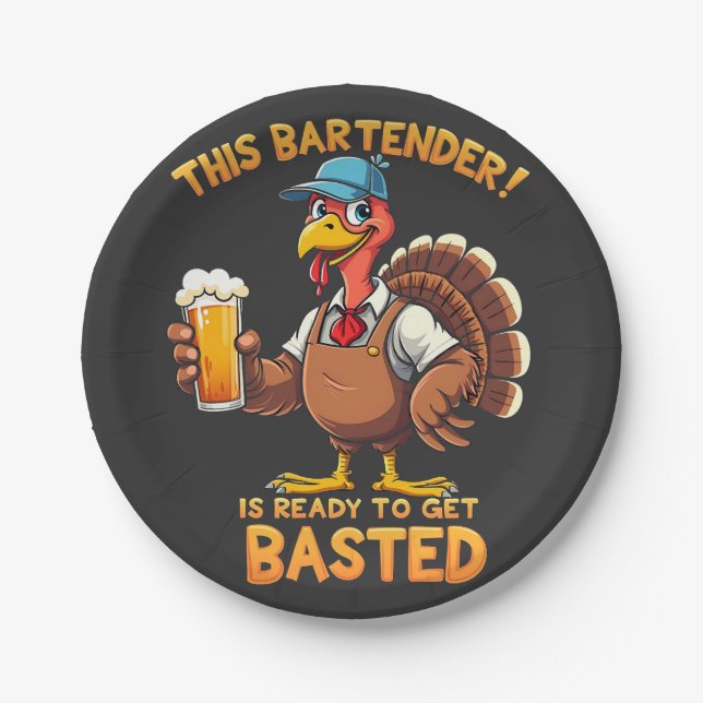 This bartender is ready to get blasted paper plate (Front)