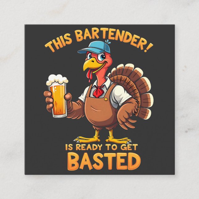 This bartender is ready to get blasted square business card (Front)