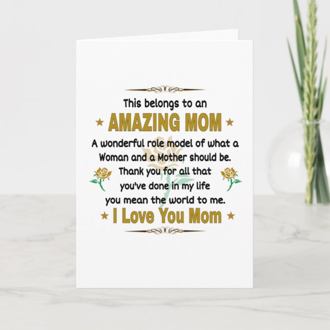  This Belongs To An Amazing Mom. Mother Card (Front)