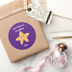 This Belongs to Back to School Starfish Purple Classic Round Sticker
