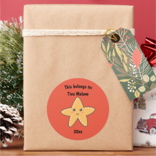 This Belongs to Back to School Starfish Red Classic Round Sticker