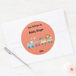This Belongs to Back to School Toy Zoo Train Orang Classic Round Sticker