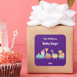 This Belongs to Back to School Toy Zoo Train Purpl Square Sticker