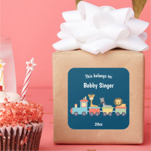 This Belongs to Back to School Toy Zoo Train Square Sticker