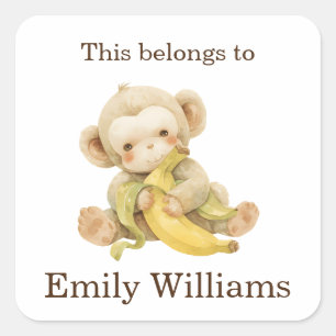 This Belongs to Custom Back to School Monkey Square Sticker